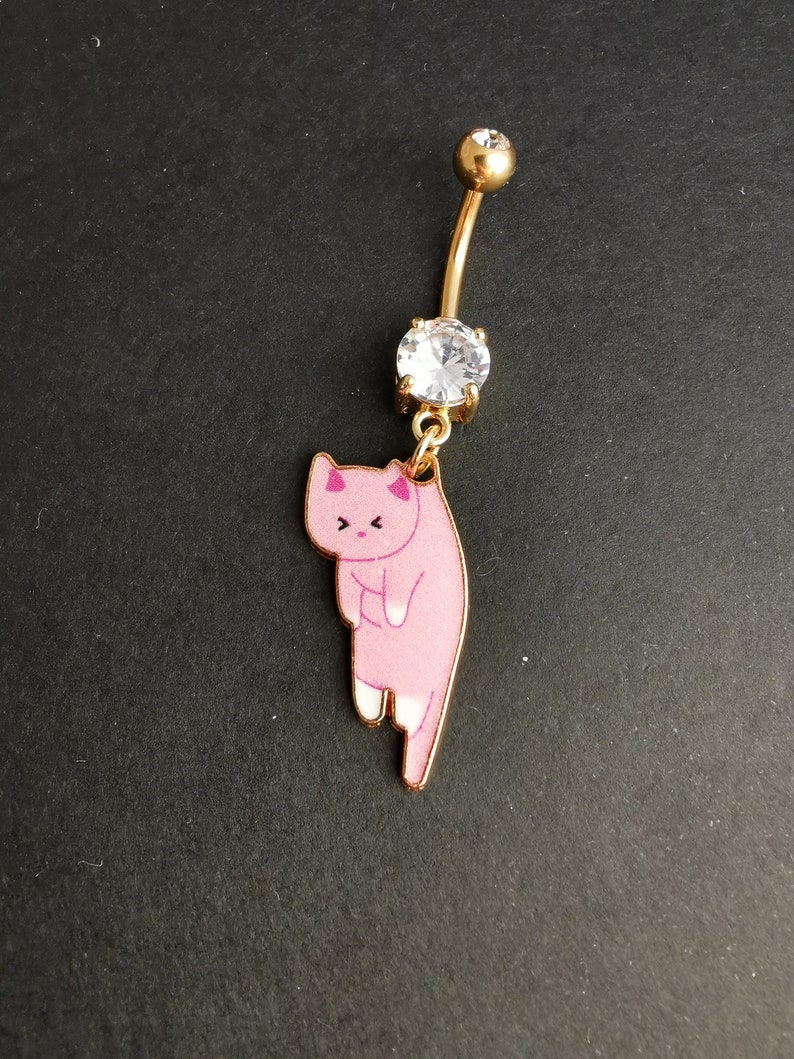 316L Surgical Steel cat Belly Ring Valentine Day Gift Etsy