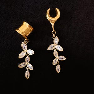 2 pcs - Bouchons d&#39;oreilles fleurs - Acier inoxydable - Poids auriculaires - Jauges - Jauges auriculaires