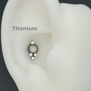 18 g 16 g Implant en titane massif • Goujon conique CZ blanc à filetage interne • Goujon Conch Helix Tragus • 38