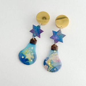 2 pcs - Star and Moon Ear Plugs- Stainless Steel - Ear Weights - Gauges -Ear gauges