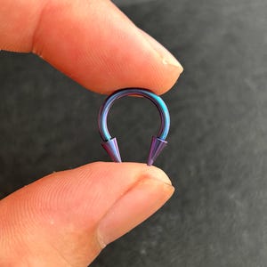 1 PC-16g 14g  - Blurple Implant Grade Titanium  -  Spike Septum Horseshoe - Nose Horseshoe - Cartilage -Daith Horseshoe