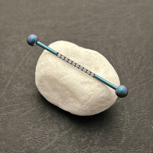 READY TO SHIP ‣  14g 36mm Long ‣ Anodized Titanium Industrial Barbell • EXternally Threaded  • 05
