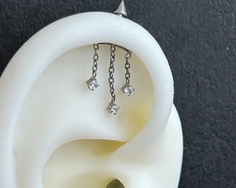16g  ‣ Implant Grade Titanium Internally Threaded Earring • Vertical Labret Helix Gauge - WP3-QD020