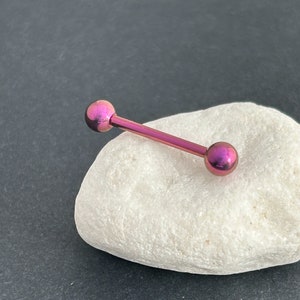 Ready to Ship - 14g ‣ Anodized Titanium Tongue Barbell • Internally Threaded • Anodized 8