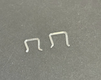 Pair Of 20G Flat Disc Top Nose Retainers – Clear Bio-Flexible Soft Bone Stud Rings For Piercings