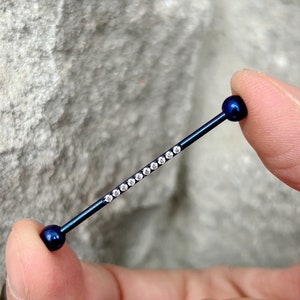 14g ‣ Anodized Titanium Industrial Barbell • EXternally Threaded • 22v