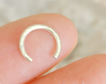 16g Gehämmertes Sterling Silber Hufeisen Septum