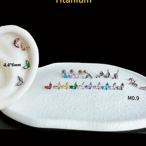 NEW ‣18g 16g ‣ Verified Titanium • Marquise CZ Labret Stud • Internally Threaded Labret Stud • Helix Stud • Hypoallergenic Piercing•ABJT