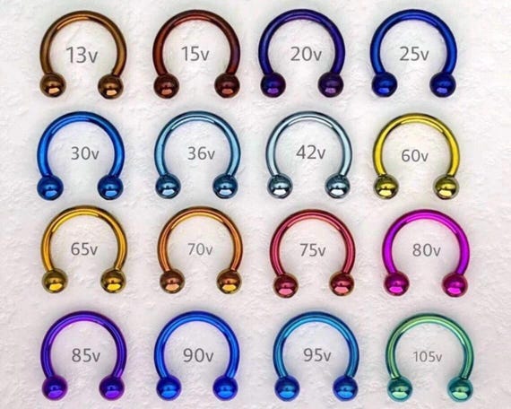 PC-20g 18g 16g 14g Titanium -Anodized Titanium- 10 mm Eyebrow Ring  Curved Barbells Lip Ring