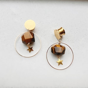 2 pcs - Crystal Ear Plugs- Stainless Steel - Ear Weights - Gauges -Ear gauges