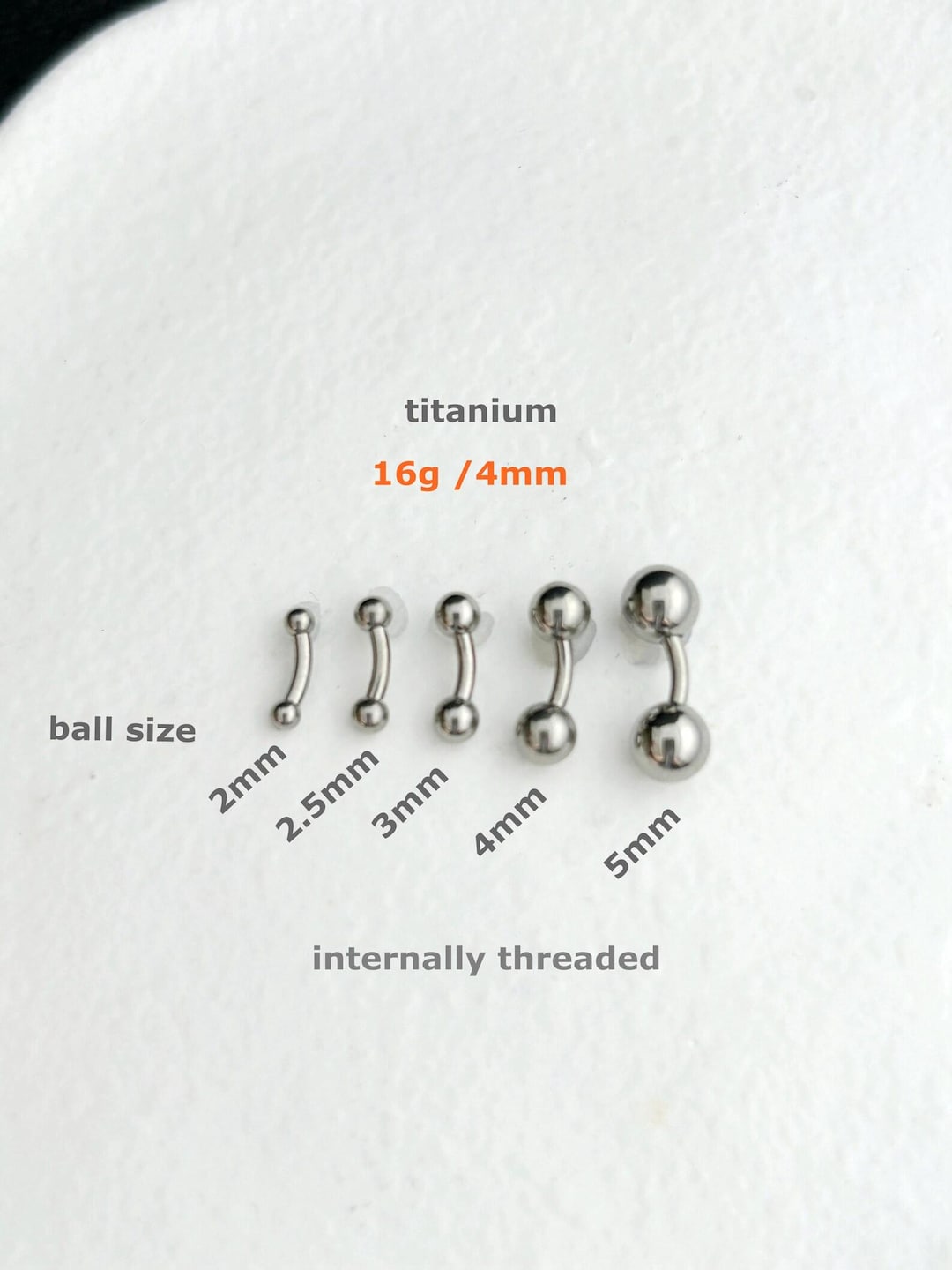 Extra Small 16g 4mm 5mm Curved Barbells • Implant Grade Titanium