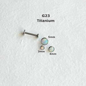1 Stk -18g 16g -Verifizierter Titan - Weißer Opal Innengewinde Labret - Einschraub Labret - Lip Helix OP17