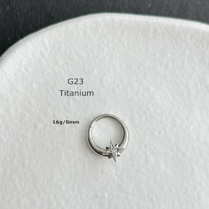 1 PC- 16g Implant Grade Titanium Star Septum Clicker - Daith Clicker - 16g Clicker