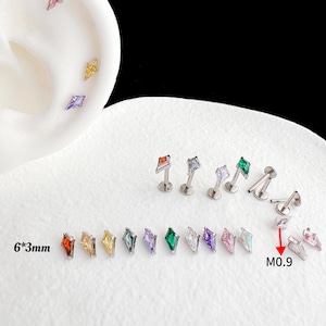 NEW ‣18g 16g ‣ Verified Titanium • Kite CZ Labret Stud • Internally Threaded Labret Stud • Helix Stud • Hypoallergenic Piercing•ABJT