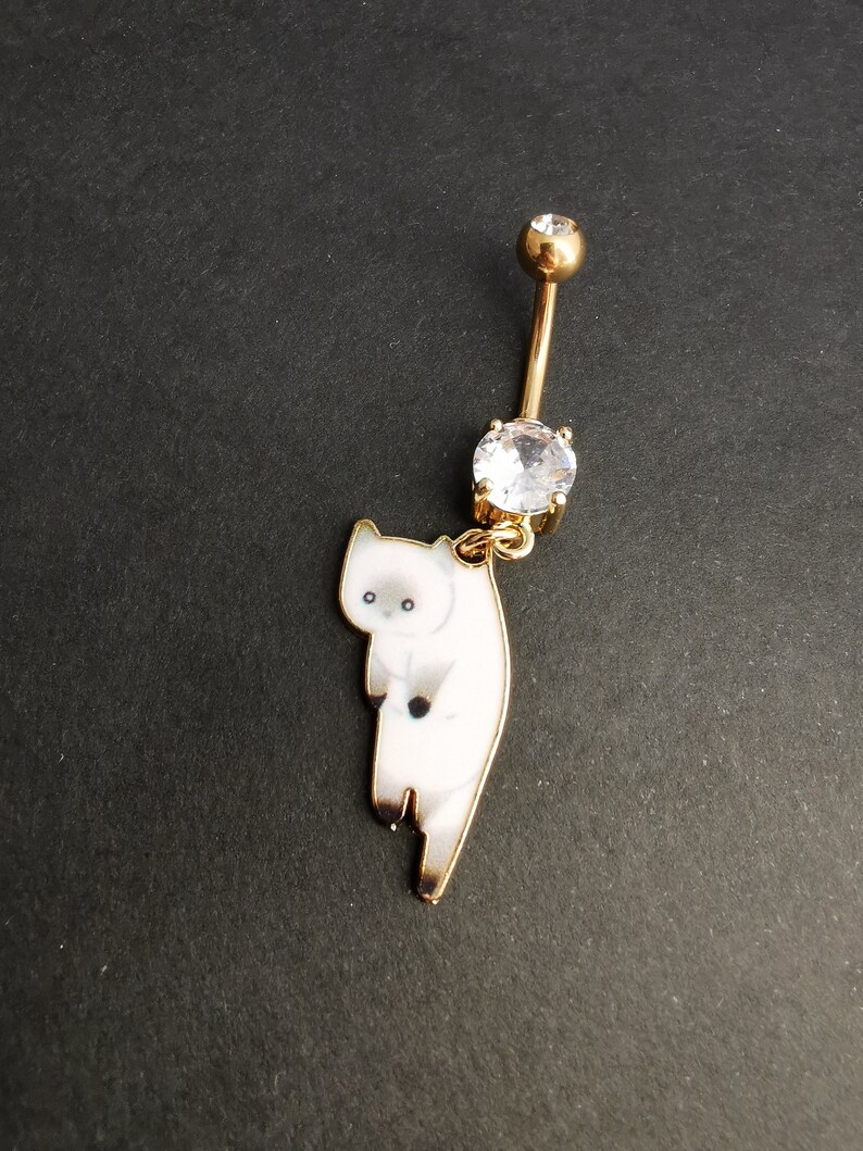 316L Surgical Steel cat Belly Ring Valentine Day Gift Etsy