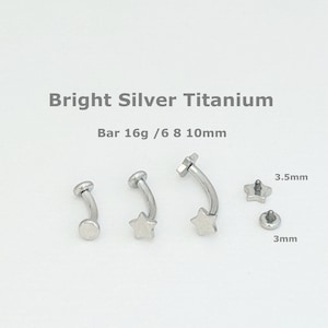 1 PC-16g Bright Silver Titanium - Vertical Lip Ring - Internally Threaded - Rook Vertical