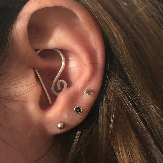 20 18 16 gauge Daith Earring.Sterling Silver 14K Gold Filled Rose Gold Filled