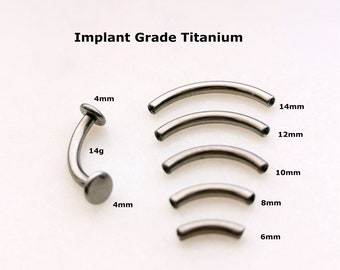 1 PC-14g - 6 8 10 12 14mm - Implant Grade Titanium - Curved Barbell- Vertical Labret - Simple Belly Ring