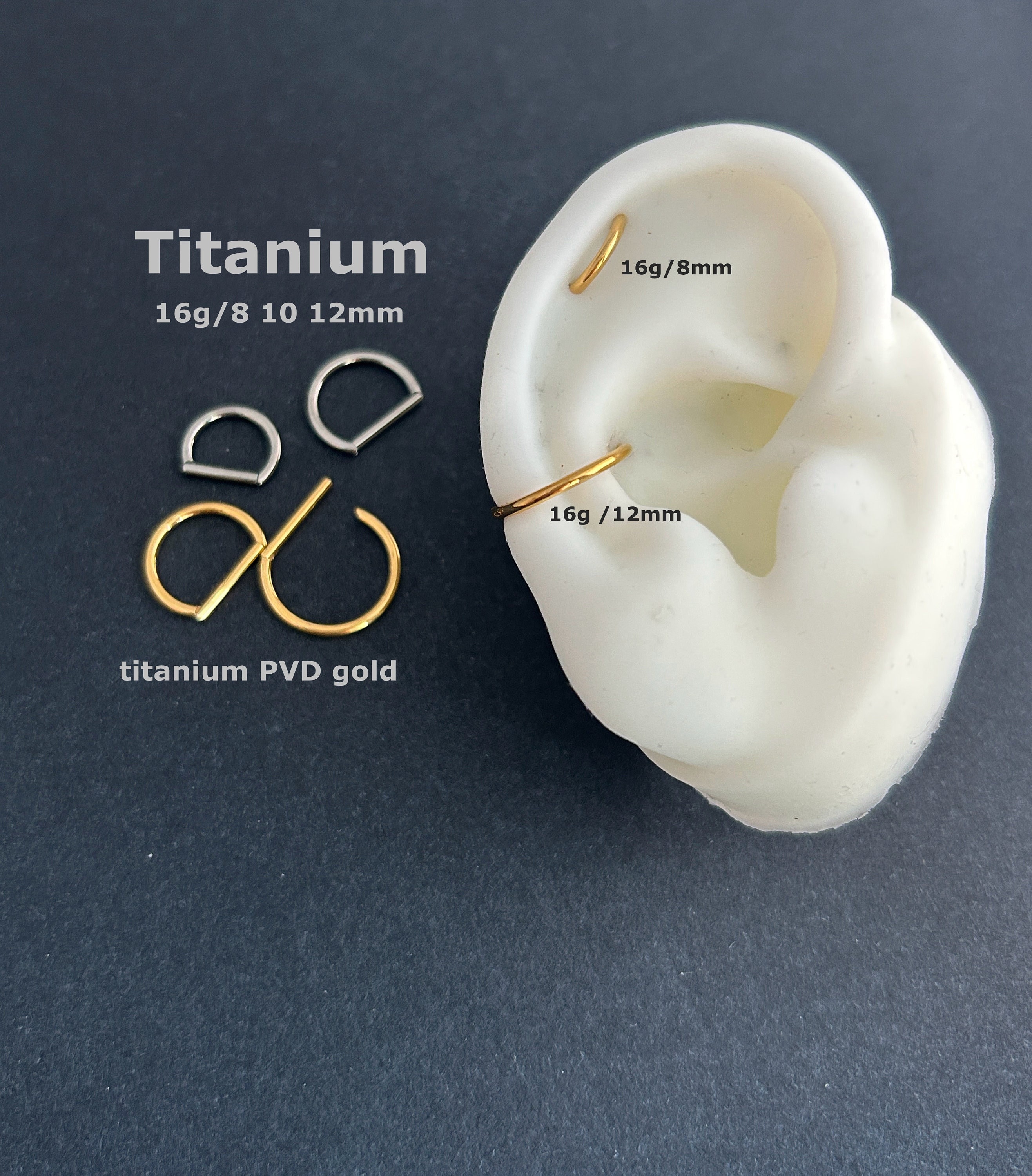NEW *20g 18g 16g  - Implant Grade Titanium - D Ring - Septum Clicker Conch Helix