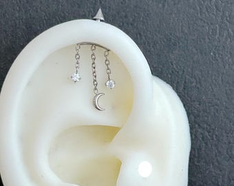 16g ‣ Implant Grade Titanium Internally Threaded Earring • Vertical Labret Helix Gauge - WP3-QD021