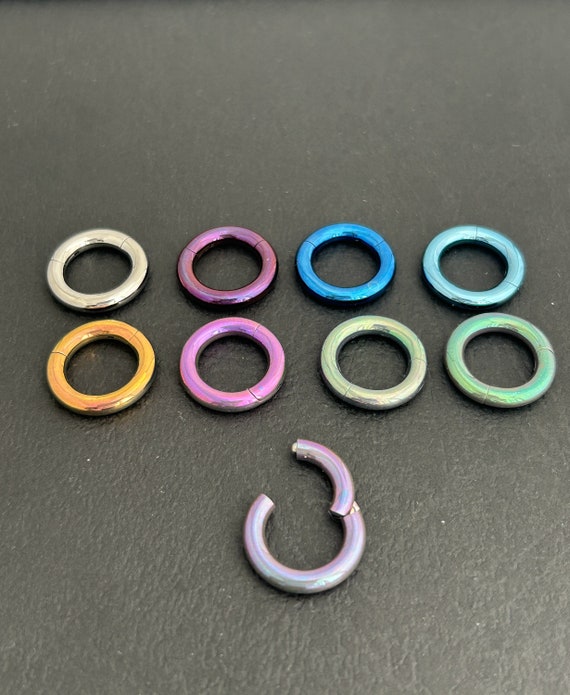 Pierced Koala G23 Titanium Hinged Segment Rings – 2-Pack, Multiple Gauges (6G-12G) For Nose, Ear, Lip & More