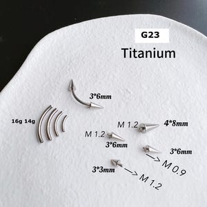 1 PC - 18g 16g 14g - Bar 6 to 12 mm - Implant Grade Titanium -Internally Threaded - Spike Piercing Vertical Barbell - Rook Lip