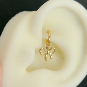 1 PC-20g 18g 16g Clicker - Aço inoxidável 316L DOURADO - Rook Hoop com pingente - Cartilagem - Lóbulo