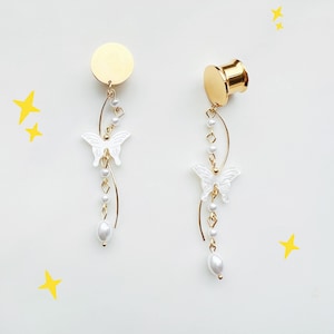 2 pcs - Butterfly Ear Plugs- Stainless Steel - Ear Weights - Gauges -Ear gauges