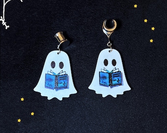 2 STÜCK ‣ Acryl Halloween Geist Ohr Plugs - Edelstahl - Ohr Gewichte - Gauges - Ohr Lehren