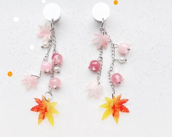 2 pcs - Maple Leaf  Ear Plugs- Stainless Steel - Ear Weights - Gauges -Ear gauges