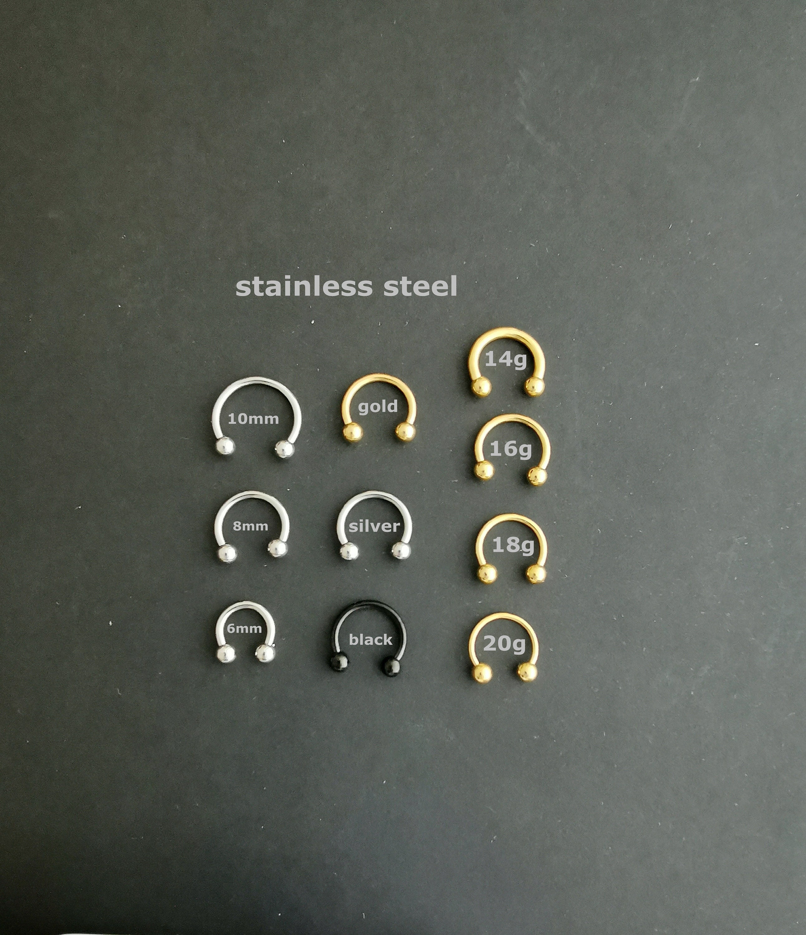 20g Silver Horseshoe 2mm/2.5mm/3mm Barbell Piercingsingle, Septum Ring,  Nose Ring, Cartilage, Rook, Helix 