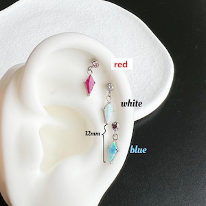 NEW ‣18g 16g ‣ Verified Titanium • Man Made Opal Labret Stud • Internally Threaded Labret Stud • Helix Stud • Hypoallergenic Piercing