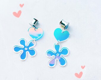 2 Stück - Acryl Blumen Ohr Plugs - Edelstahl - Ohr Gewichte - Gauges