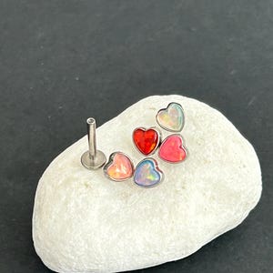 New ‣ 16g - ASTM F136 Implant Grade Titanium - Jelly Opal Heart -Tragus Conch Helix