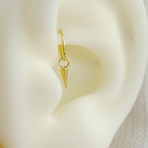 1 PC-20g 18g 16g Clicker - Gold Plated Over Stainless Steel - Rook Hoop With Charm - Lobe Cartilage Helix