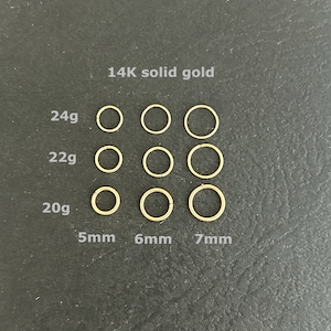 14K Solid Gold - 24g 22g 20g 16g - Very  Small 5mm  Forward Helix Earring - Tragus -Rook