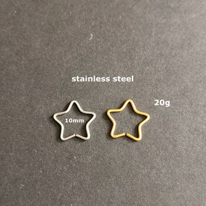 24g 22g 20g Star Nose Ring Star Cartilage Earring image 2