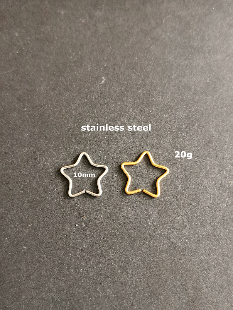 24g 22g 20g Star Nose Ring Star Cartilage Earring image 2
