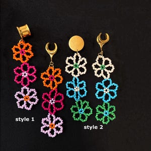 2 pcs - Flower Ear Plugs- Stainless Steel - Ear Weights - Gauges -Ear gauges
