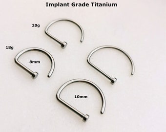 Implant Grade Titanium Nose Ring – Flat End D Ring (18g/20g, 8/10mm)