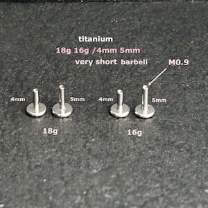 1 PC-18 g 16 g -Barre 4 mm 5 mm- Titane de qualité implantaire- Barre labret Stud uniquement