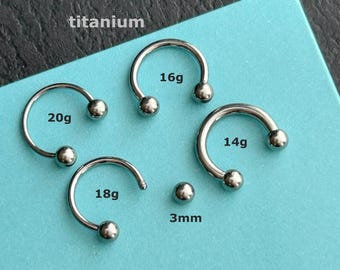 1 PC -  20g 18g 16g 14g Titanium - Septum Horseshoe - Nose Horseshoe - Cartilage -Daith Horseshoe