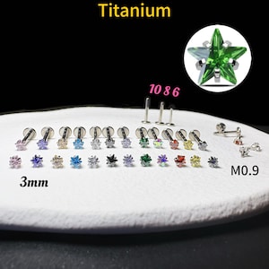18g 16g  ‣ ASTM F136 Implant Grand Titanium • Star Internally Threaded Conch Stud • Conch Helix Tragus Stud