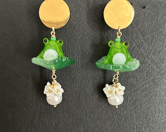 2 pcs - Cute Frog Ear Plugs- Stainless Steel - Ear Weights - Gauges -Ear gauges