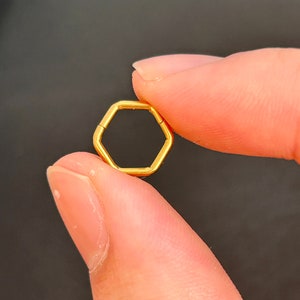 1 PC-16g Hexagon Nose Clicker - 316L Stainless Steel - Hexagon Lobe Cartilage Ring Clicker