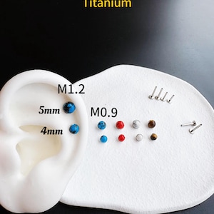 NEW ‣18g 16g 14g ‣ Verified Titanium • Turquoise Labret Stud • Internally Threaded Labret Stud • Helix Stud • Hypoallergenic Piercing