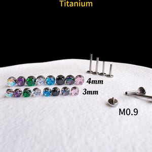 NEW ‣18g 16g ‣ Verified Titanium • Round CZ Labret Stud • Internally Threaded Labret Stud • Helix Stud • Hypoallergenic Piercing