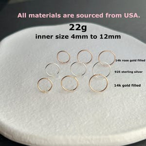 22g ‣ Simple Nose Ring ‣ Rose Gold • 14K Gold Filled • 925 Sterling Silver Nose Tragus Helix Ring