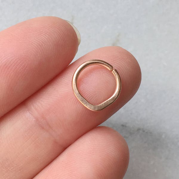 20 18 16 gauge Chevron Septum Ring. Half Hammered -Sterling Silver, 14K Gold Fill Rose Gold Filled.