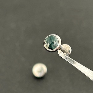 NEW 18g 16g 14g  ‣ ASTM F136 Implant Grand Titanium • Moss Agate Internally Threaded Conch Stud • Conch Helix Tragus Stud